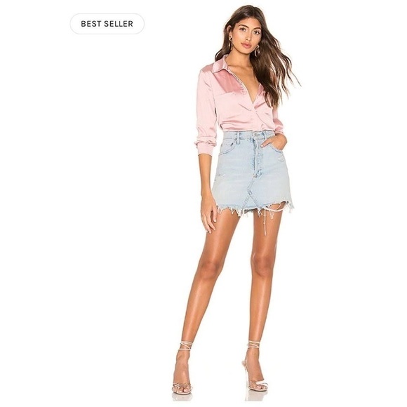 Superdown Pastel Pink Satin Button Down Top sz Small - Picture 2 of 10